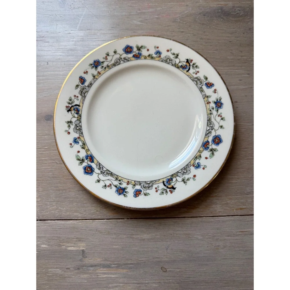 Syracuse China Old Ivory Hampton Bread Butter Plates Set of 2 Bird Floral Gold